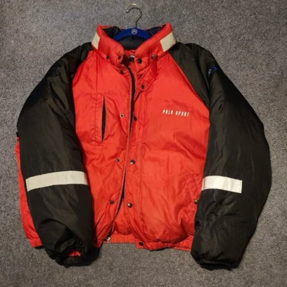 Polo Sport Ralph Lauren Down Puffer Jacket Red/Black Adult XL (Vintage)